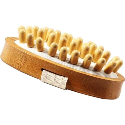 Anti Cellulite Wooden Massage Brush Fat Remover Massager with Hand Strap Portable Pocket Size, Good with or without Creams