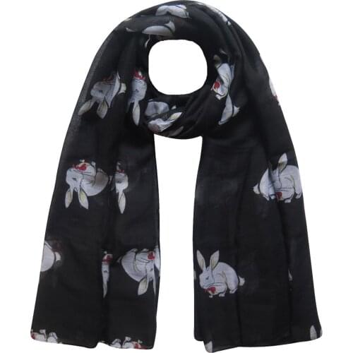 Rabbit Bunny Animal Print Womens Large Scarf Shawl Wrap All Seasons Gift Ideas Accessory Soft Lightweight, Free Shipping