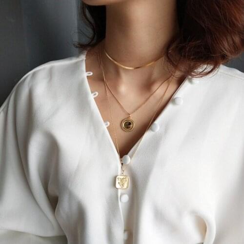 1pc/lot Europe America 925 Sterling Silver Geometric Love Pattern Necklace Round Mirror Square Rose Flower Pendant Long Chain