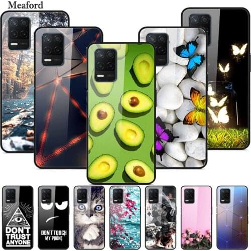 Case For OPPO Realme 8 5G Tempered Glass Hard Phone Case Luxury Coque For Realme 8 Pro Protective Fruit Shockproof Fundas Capa