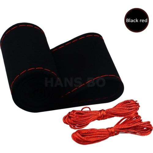Car Steering Wheel Cover Suede DIY Braid Needles And Thread Auto Anti-slip Breathable Soft Car-Styling Interior Accessories