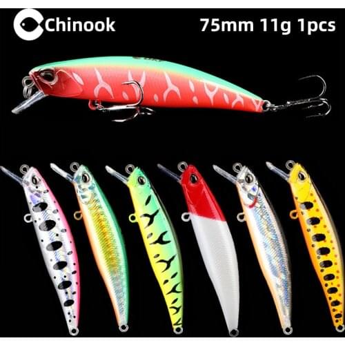 Chinook Lure Minnow Fishing Lure 75MM 11G hooks fish wobbler tackle crankbait artificial hard bait swimbait Jerkbaits