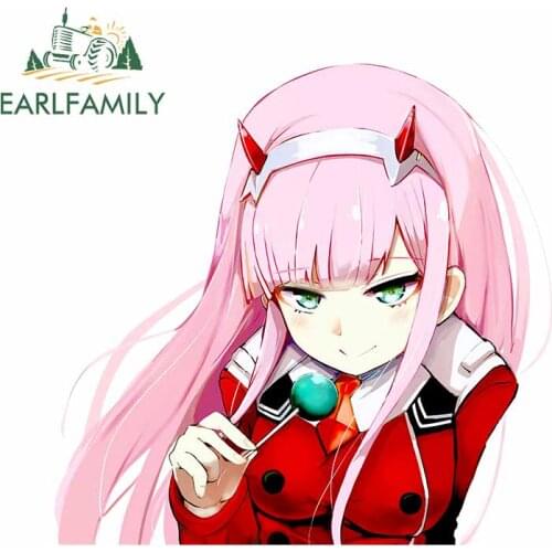 EARLFAMILY 13cm x 12.4cm for Darling In The FranXXX 02 Girl Cartoon Anime Laptop Car Stickers Waterproof Decal for Windows Trunk