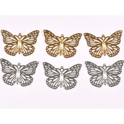 20Pcs gold silver Filigree Wraps Flower Butterfly Connectors Metal Crafts Gift Decoration DIY Findings Jewelry Making YKL0768