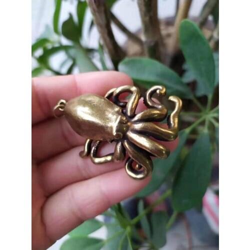 CHINA antique Pure copper bronze lovely octopus small Statue Metal crafts family decorations