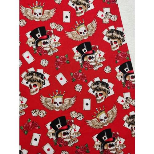 Red Skull Dice Poker Card Spade Heart Cotton Fabric Punk Style Patchwork Textile Tissue Home Clothing Home viaPhil