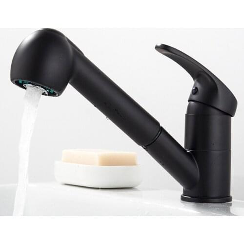 Kitchen Faucet Black Single Handle Pull-out Kitchen Single Hole Handle Faucet Bathroom Faucet Mixing Faucet Accessories