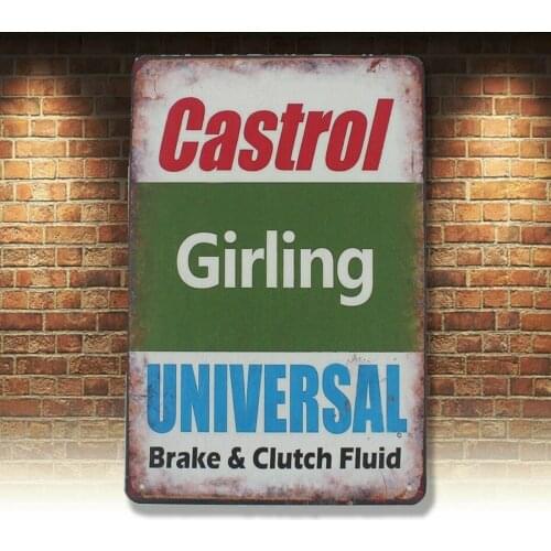 Metal Tin Sign castrol universal brake clutch fluid Bar Pub Home Vintage Retro
