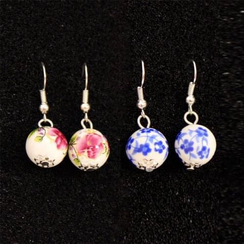 Fashion Personality handmade porcelain ceramic drop earrings Ratro vintage dangle earrings jewelry for women