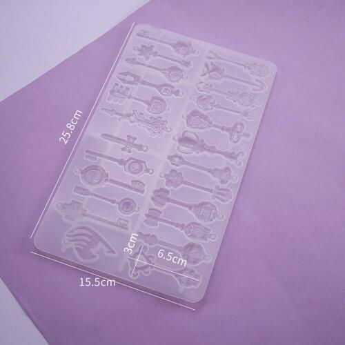 New DIY Crystal Epoxy Mold Key Lock Ornament Silicone Mold Mixed Designs Handmade Resi Molds Mirror Mould Jewelry Accessories