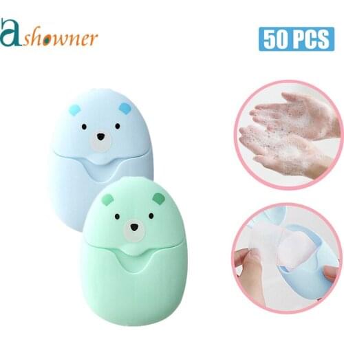 50Pcs/Box Disposable Soap Paper Boxed Hand-washing Scented Slice Mini Cleaning Soap Paper For Outdoor Travel Bath Supplies