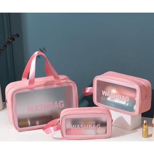Portable Womens Bag Portable Travel Wash Makeup Bag Clear Waterproof Cosmetic Lettered Skin Care Makeup Beauty Bags