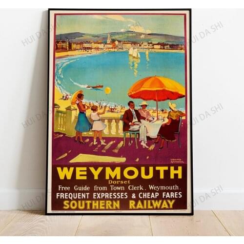 Weymouth Travel Poster, Vintage Travel Advertisement Poster, Weymouth England, Southern Railway, South West UK, Home Decor