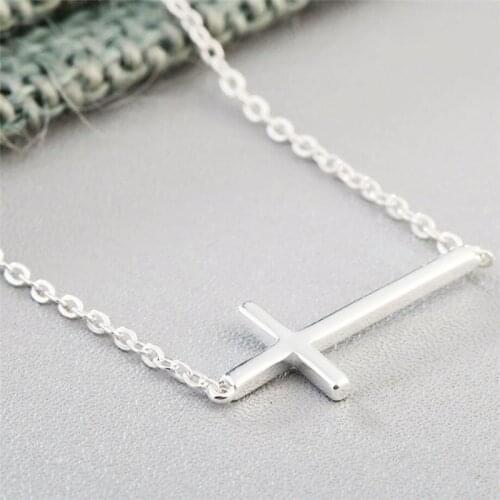 Sole Memory Simple Cross Creative Fashion 925 Sterling Silver Clavicle Chain Female Necklace SNE527