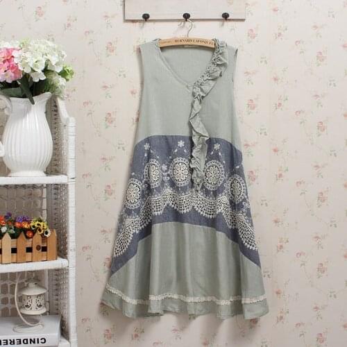 Sundress kawaii floral patchwork crochet lace combinaison femme cotton bohemian dress hippie boho vintage vetement femme tunique