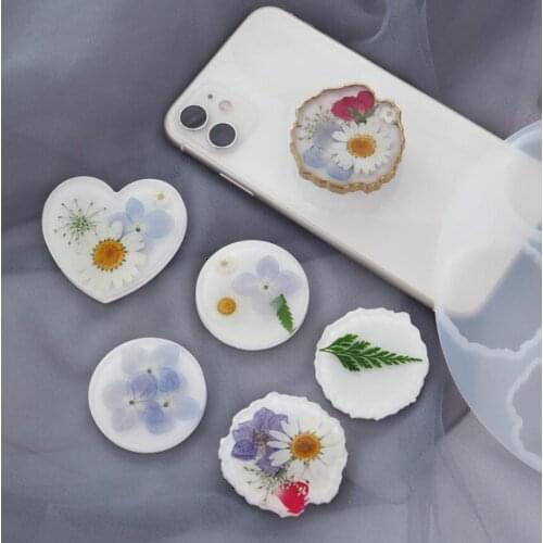 DIY Crystal Epoxy Resin Mold Airbag Mobile Phone Bracket Irregular Marble Round Silicone Mold For Resin