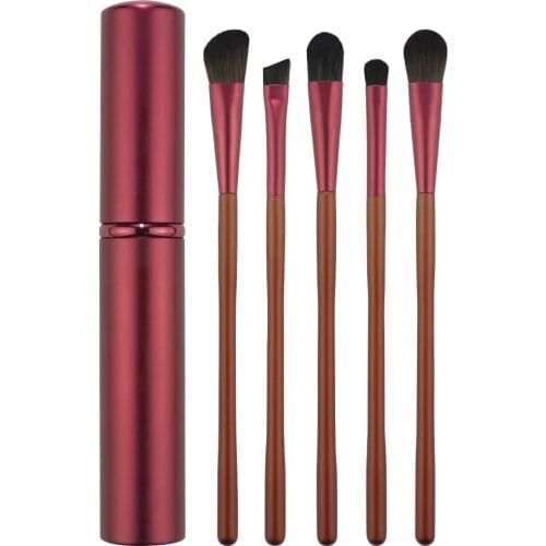 5Pcs Eye Brush Set for Eyeshadow Eyebrow Makeup Brushes Portable Soft Eye and Nose Shadow Beauty Brush Tools with Alumium Holder