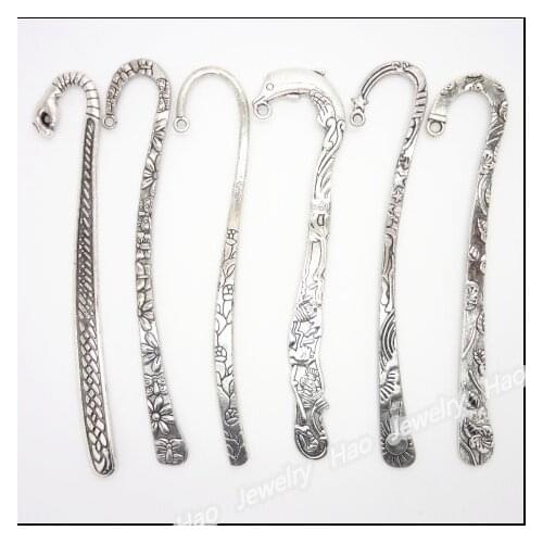 Mixed 18pcs Vintage Silver zinc alloy Bookmark charms pendant DIY Bracelet Necklace metal jewelry accessories Making