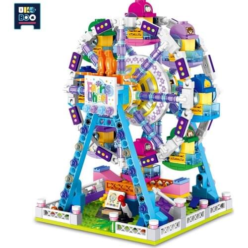 UKBOO Outdoor Playground Ferris wheel Mini City Game Model Building Blocks Micro Street View Architecture Bricks Toys For Child