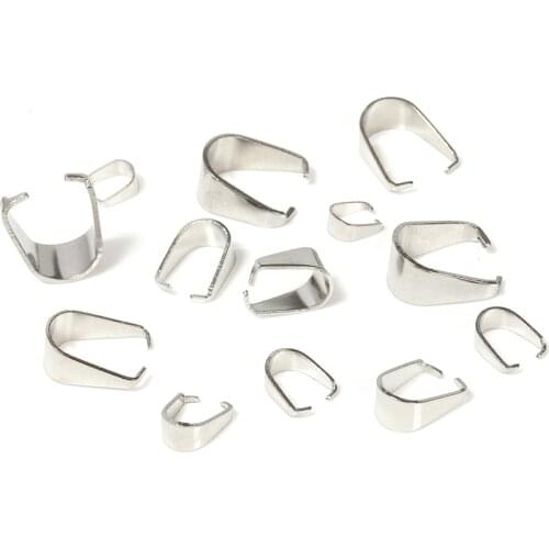 60pcs/lot Stainless Steel Bail Clasps Necklace Pendant Pinch Hooks Clips Connector For Jewelry Making Findings DIY Accessories