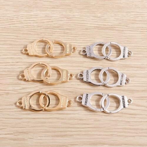 10pcs 40*15mm Trendy Handcuffs Charms Connector for Jewelry Making Accessories DIY Freedom Charms Pendants Necklaces Handmade