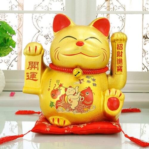 13 inch Shake hand to attract money cat large ceramic wealth cat household wealth ucky Piggy bank bstatue home wedding