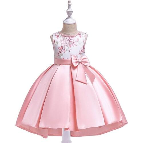 2021 Sequins Satin Tuxedo Elegantg Wedding Princess Dress Girl Kids Clothes Flower Evening Birthday Bridesmaid Dresses for Kids