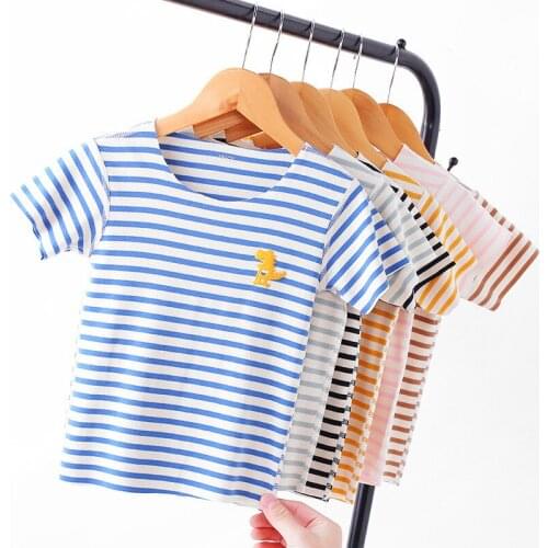 2021 Summer Childrens clothing boys short sleeve Modal Striped T-shirt 5 6 7 8 9 10 11 12 Yrs kids cotton clothes boys t shirt