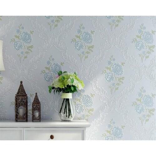 Beibehang Pastoral pink blue 3d wallpaper warm bedroom living room 3D stereo desktop TV background wallpaper for walls 3 d roll