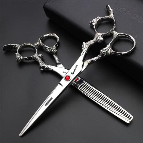 6 Inch Professional High Quality Barber Hair Cutting Hairdressing Scissors 440c Dragon Haircut Thinning Shears Barbershop Kit