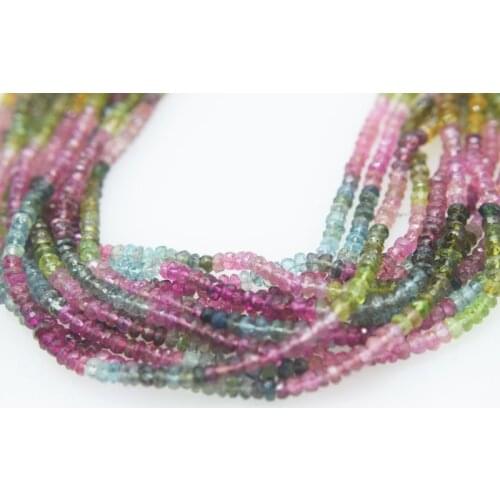 AAA LOOSE BEADS gradient color Tourmaline roundelle faceted 3/4mm Wholesale for DIY jewelry necklace 32cm