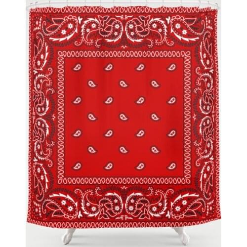 Bandana Red Shower Curtain Waterproof Bathroom Decorations Polyester Bathroom Shower Curtain