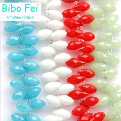 Free shipping 90 colors 6*12mm 100PCS Glass Czech Teardrop crystal beads,Waterdrop Crystal beads, necklace Jewelry Making DIY
