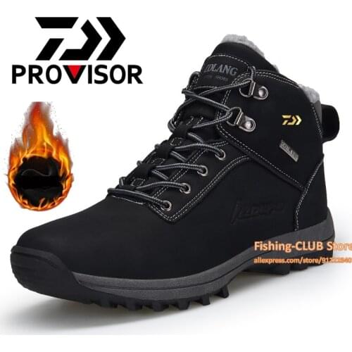 Daiwa Outdoor High Quality Brand Hiking Shoes Tactical Boots Winter Army Fishing Trekking Climbing AthleticPlus Velvet Shoes Men