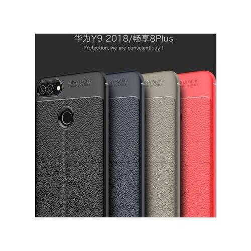 For Huawei Y9 2018 Case Luxury Leather texture Soft Silicone Protective back cover case for huawei enjoy 8 plus y9 2018 shell