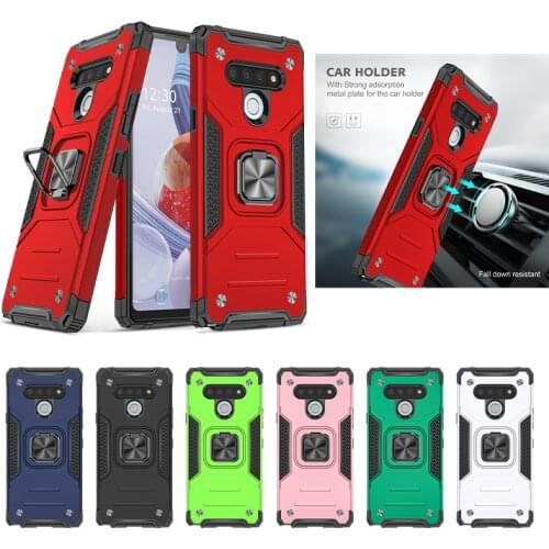 For LG Stylo 6 Luxury Shockproof Armor Bumper Magnetic ring Holder Kickstand Case For LG Stylo 6 Hard Phone Coque