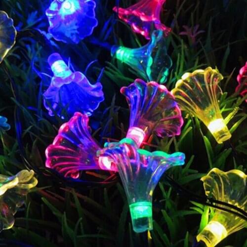 20 LED Morning glory Flower garland Solar Fairy lights string lights Solar Lamp Light for Outdoor Decorations Christmas garden