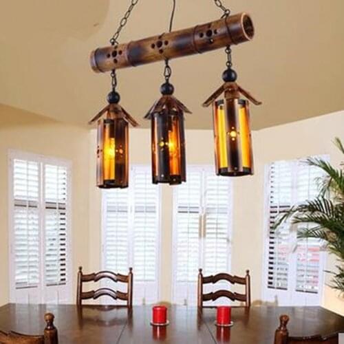 Chinese retro bamboo pendant lights American country personality creative restaurant lights bar cafe tea hous lamp LU725233