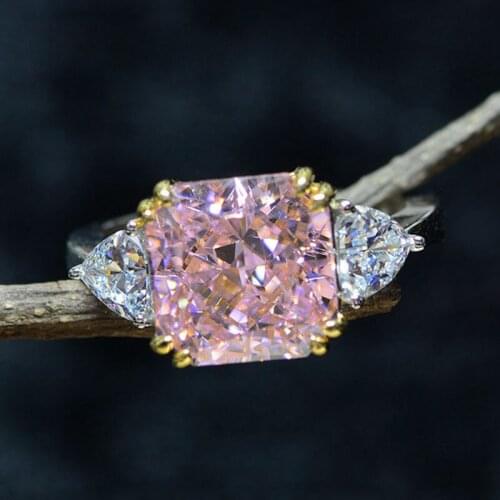 Trendy Real 925 Sterling Silver 10MM Created Moissanite Citrine Gemstone Wedding Engagement Ring Wholesale Fine Jewelry