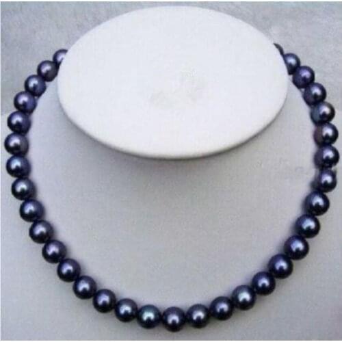 BEAUTIFUL AAA 8-9mm south sea black pearl necklace 24 inches