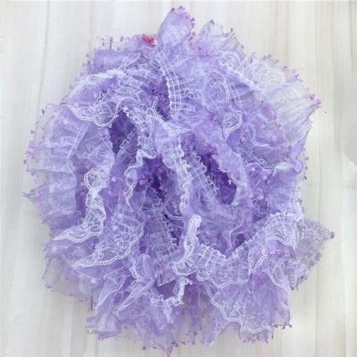 30Yards Embroidery lace fabric pink sky blue purple trim ribbon DIY sewing applique collar ruffle craft christmas guipure decor