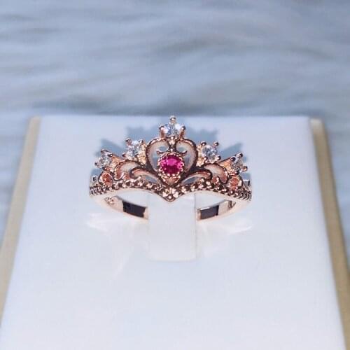 Fashion Multicolor Crystal Crown Ring Charm Simple Romantic Lady Ornament Valentines Day Gift