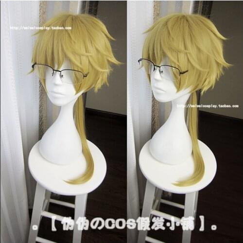 Anime Bungo Stray Dogs Kunikida Doppo Wigs Cosplay Costume Men Heat Resistant Light Brown Synthetic Hair Wigs+Wig Cap