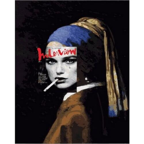 Frameless diy paintings by numbers picture by numbers for home decor PBN for living room 4050cm smoking lady