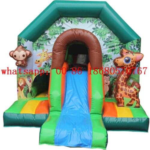 New design Cute Animals zoo Bounce House jump obstacle bouncer jumper jumping castle inflatable castle slide combo