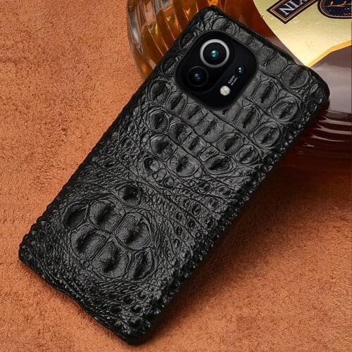LANGSIDI Original Crocodile Luxury case For xiaomi Mi 11 lite 10T Pro 10Ultra Redmi note 10 pro 5g genuine Leather fundas covers