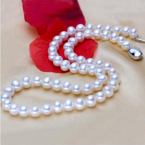 New 418+++Simple fashion 7-8MM natural freshwater pearl necklace