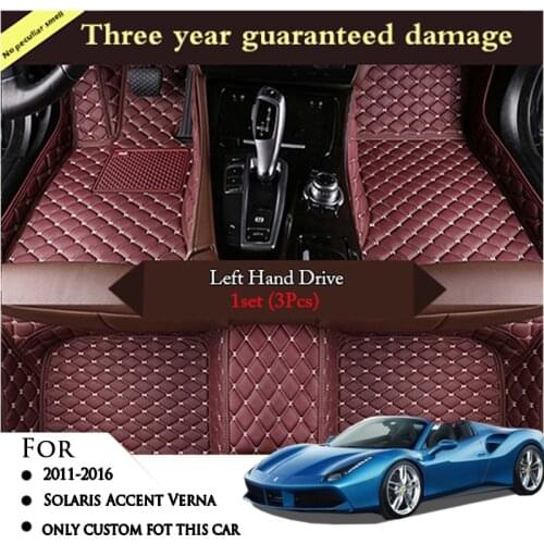 Custom Car Floor Mats For Hyundai Solaris Accent Verna 2011 2012 2013 2014 2015 2016 Auto Interior Carpets Covers Accessories