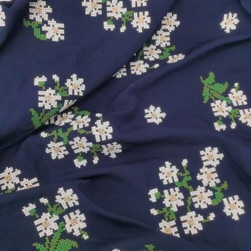 Plain small flower embroideried retro palace style fabric white black wedding dress table clothes fabric home decoration