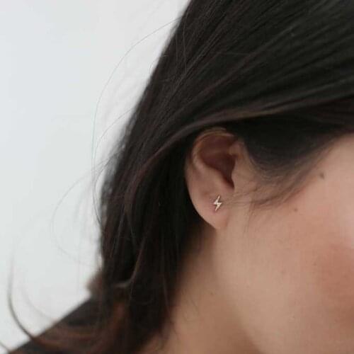 The Ear Stylist 925 Sterling Silver CZ Lightning Bolt Stud Earrings Cool 925 Sterling-Silver-Jewelry Flash Mini Post Studs